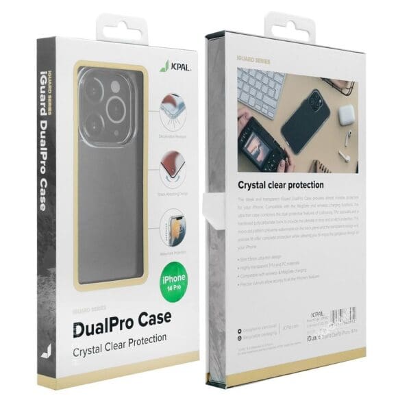 JCPal iGuard DualPro Cover for iPhone 14 Pro Clear