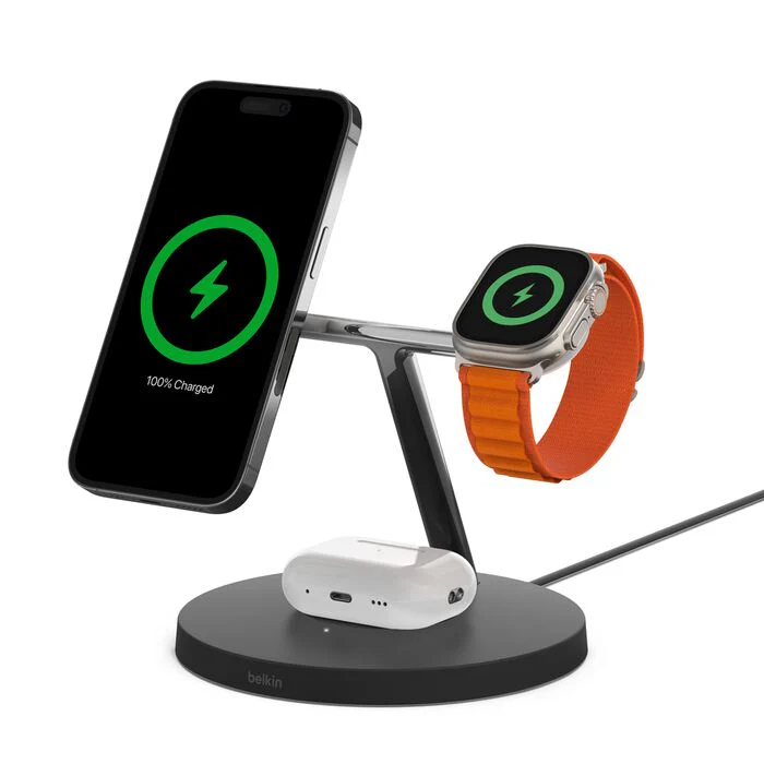 Belkin BoostCharge Pro 3-in-1 Wireless Charger with MagSafe Charging 15W - iTouch Stores Belkin BoostCharge Pro 3-in-1 Wireless Charger with MagSafe Charging 15W